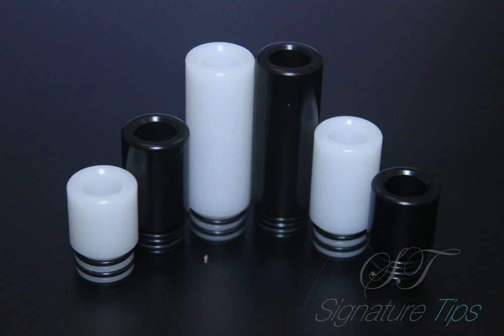 ST041 510 Drip Tip Black/White Delrin – www.signaturetips.com